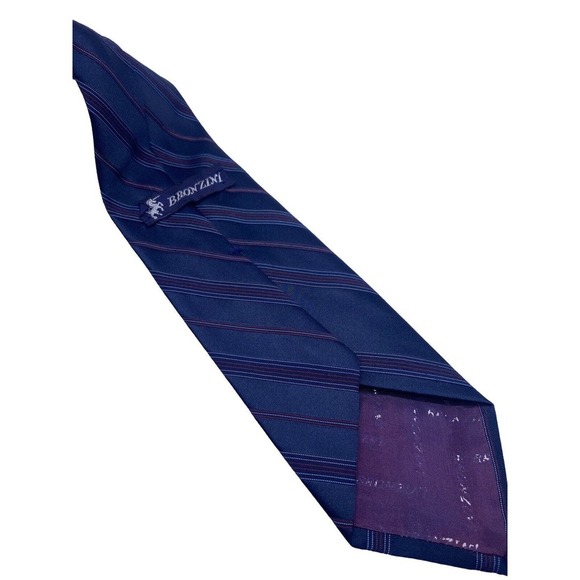 Vintage Bronzini Tie Textured Stripe Blue Horse Unicorn Logo Rockabilly 60s 70s - Picture 4 of 8